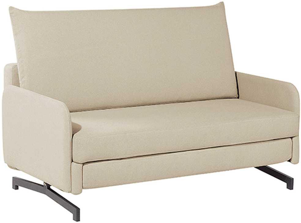 Beliani Dvivietė išskleidžiama sofa BELFAST smėlio spalvos