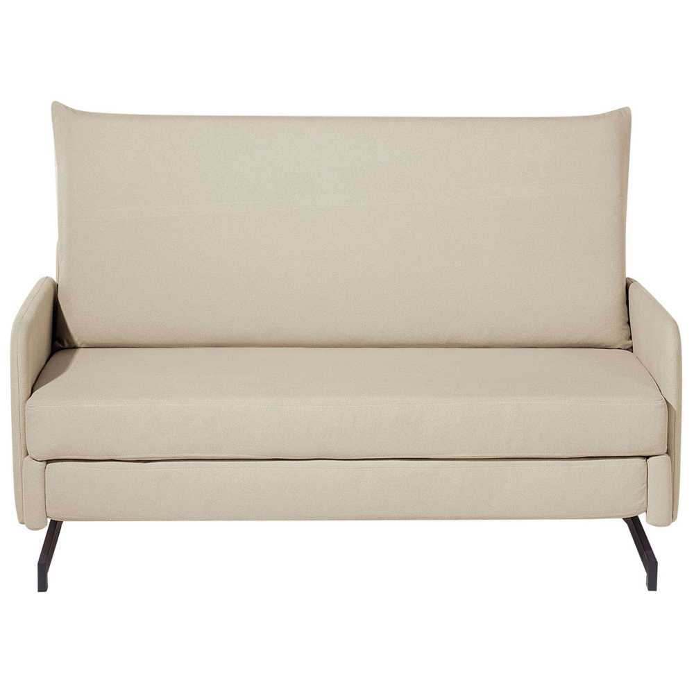 Beliani Dvivietė išskleidžiama sofa BELFAST smėlio spalvos