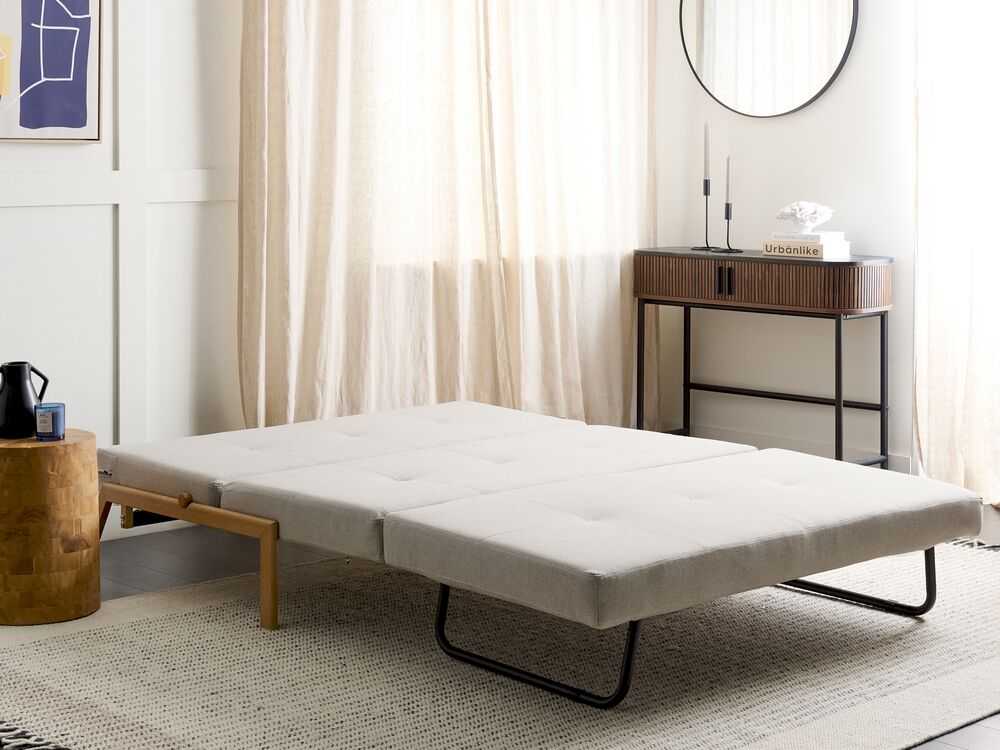 Beliani Dvivietė sofa-lova EDLAND šviesiai smėlio spalvos