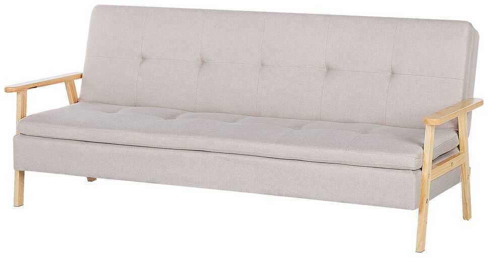 Beliani Trivenė išskleidžiama sofa TJORN smėlio spalvos