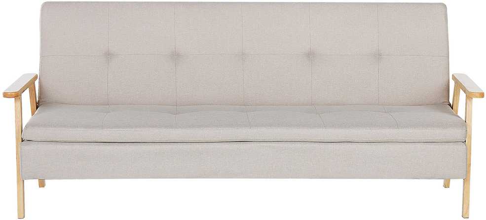 Beliani Trivenė išskleidžiama sofa TJORN smėlio spalvos