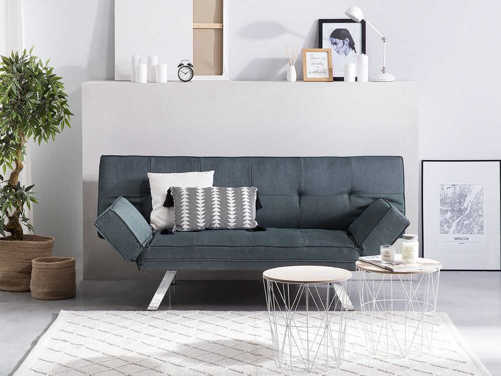 Beliani Trivietė išskleidžiama sofa BRISTOL tamsiai mėlyna