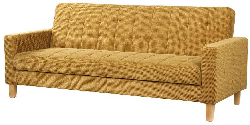 Beliani Trivietė išskleidžiama sofa VEHKOO garstyčių spalvos