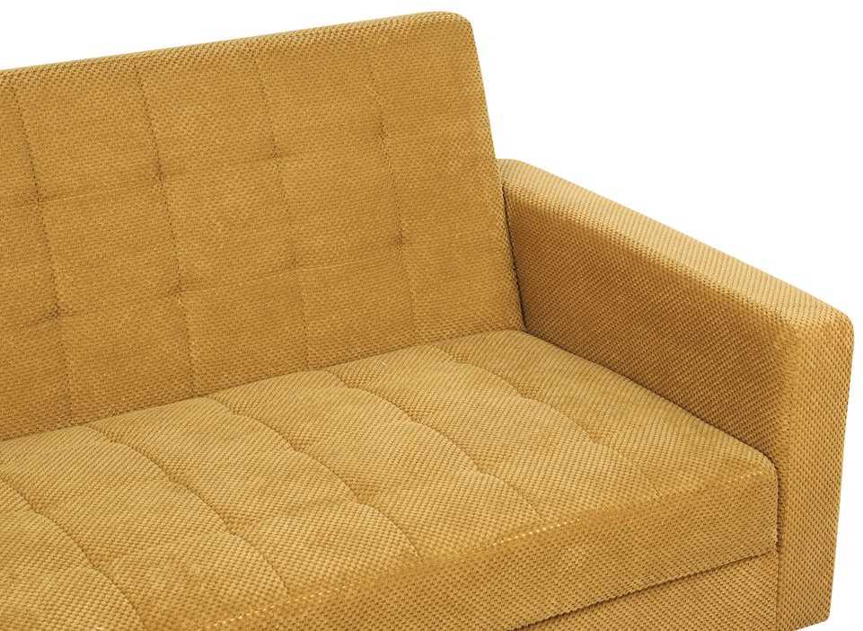 Beliani Trivietė išskleidžiama sofa VEHKOO garstyčių spalvos