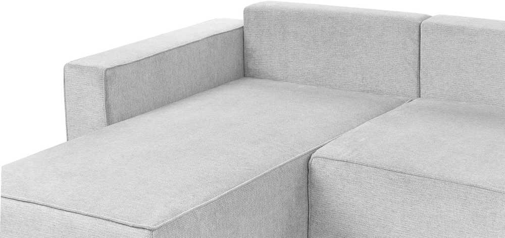 Beliani U formos išskleidžiama sofa 4 asmenims VATNE šviesiai pilka su daiktadėže