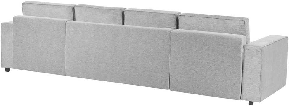 Beliani U formos išskleidžiama sofa 4 asmenims VATNE šviesiai pilka su daiktadėže