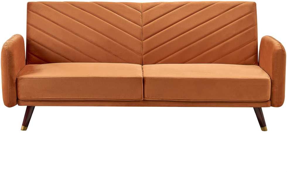 Beliani Išskleidžiama 3 vietų sofa SENJA, veliūrinė, oranžinė