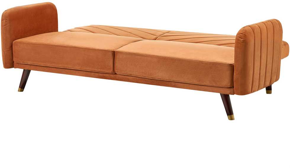 Beliani Išskleidžiama 3 vietų sofa SENJA, veliūrinė, oranžinė
