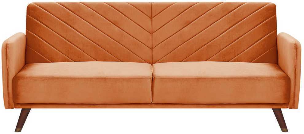 Beliani Išskleidžiama 3 vietų sofa SENJA, veliūrinė, oranžinė