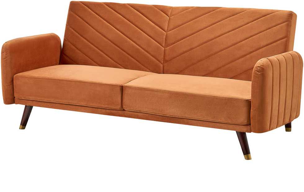 Beliani Išskleidžiama 3 vietų sofa SENJA, veliūrinė, oranžinė