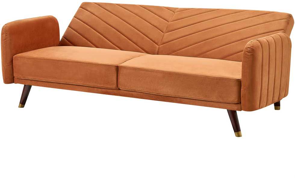 Beliani Išskleidžiama 3 vietų sofa SENJA, veliūrinė, oranžinė