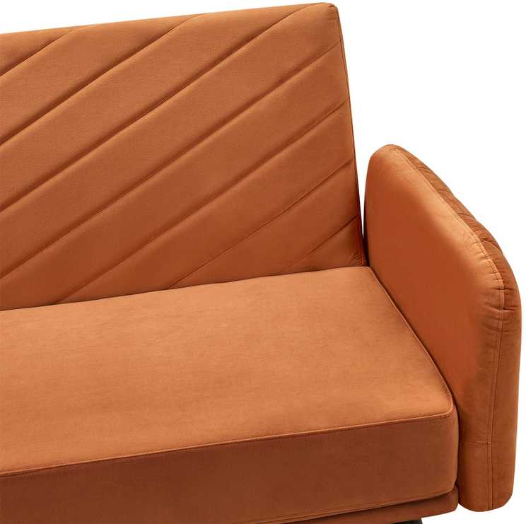 Beliani Išskleidžiama 3 vietų sofa SENJA, veliūrinė, oranžinė