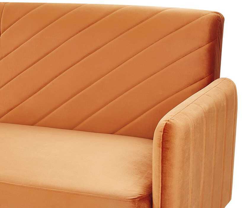 Beliani Išskleidžiama 3 vietų sofa SENJA, veliūrinė, oranžinė