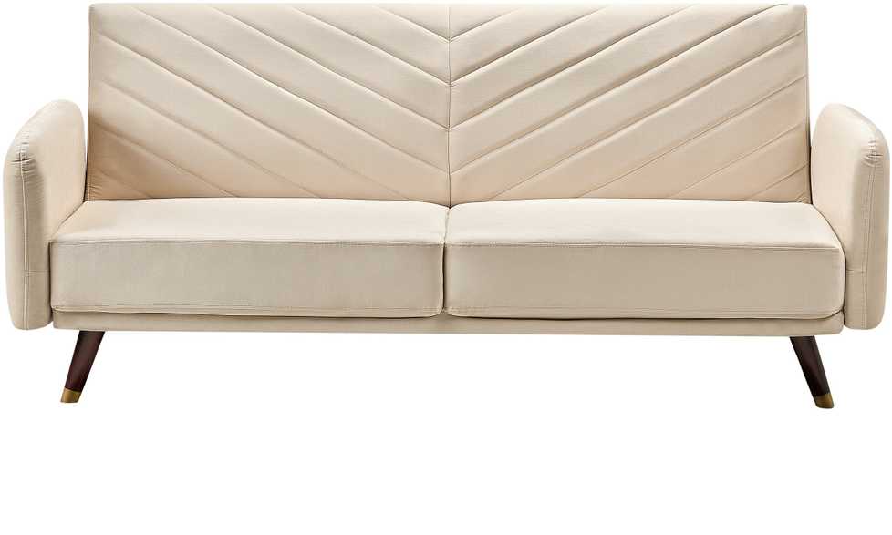 Beliani Trivietė išskleidžiama sofa SENJA, veliūras, smėlio spalvos
