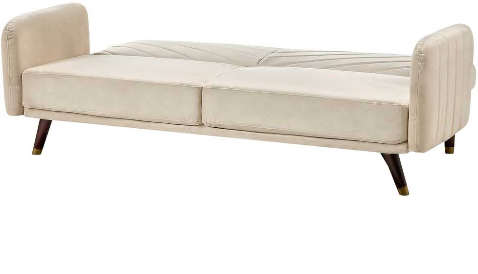 Beliani Trivietė išskleidžiama sofa SENJA, veliūras, smėlio spalvos