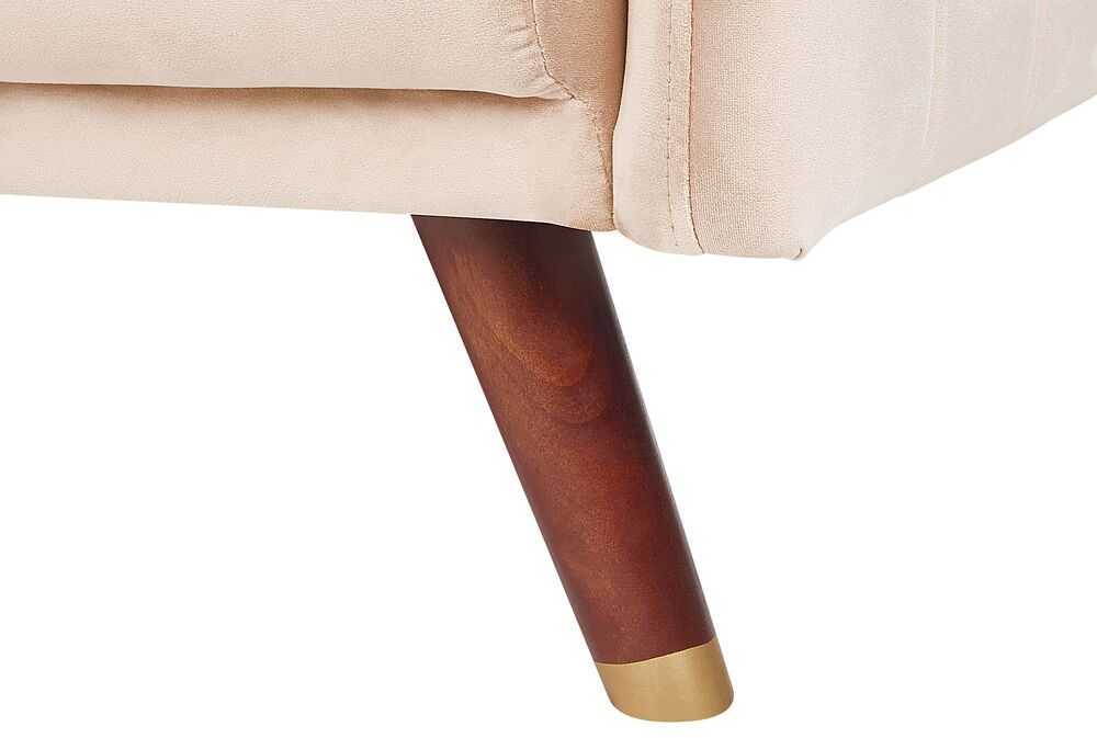 Beliani Trivietė išskleidžiama sofa SENJA, veliūras, smėlio spalvos