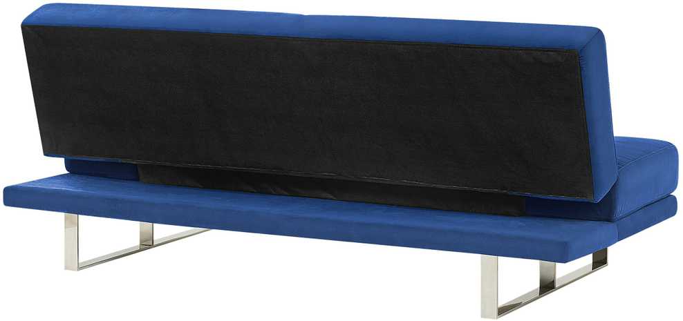 Beliani Dvivietė išskleidžiama sofa YORK iš veliūro, tamsiai mėlyna