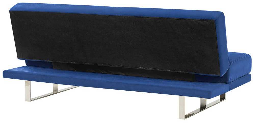 Beliani Dvivietė išskleidžiama sofa YORK iš veliūro, tamsiai mėlyna
