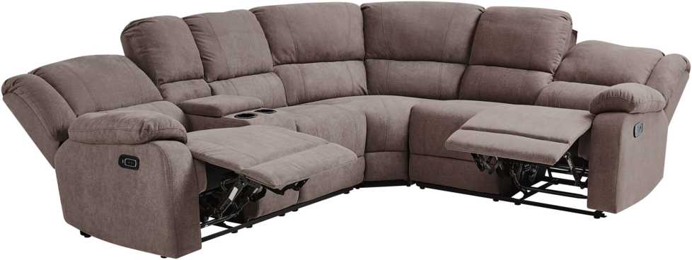 Beliani Kairės pusės kampinė sofa 5 asmenims su elektrine relaksacijos funkcija ROKKE, USB prievadu, ruda