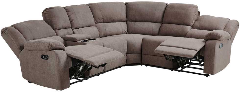 Beliani Kairės pusės kampinė sofa 5 asmenims su elektrine relaksacijos funkcija ROKKE, USB prievadu, ruda