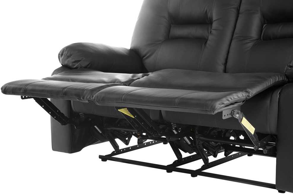 Beliani 2 vietų sofa su rankine atsipalaidavimo funkcija BERGEN, eko oda, juoda