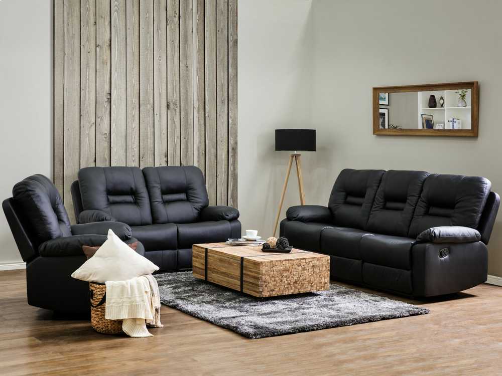 Beliani 2 vietų sofa su rankine atsipalaidavimo funkcija BERGEN, eko oda, juoda