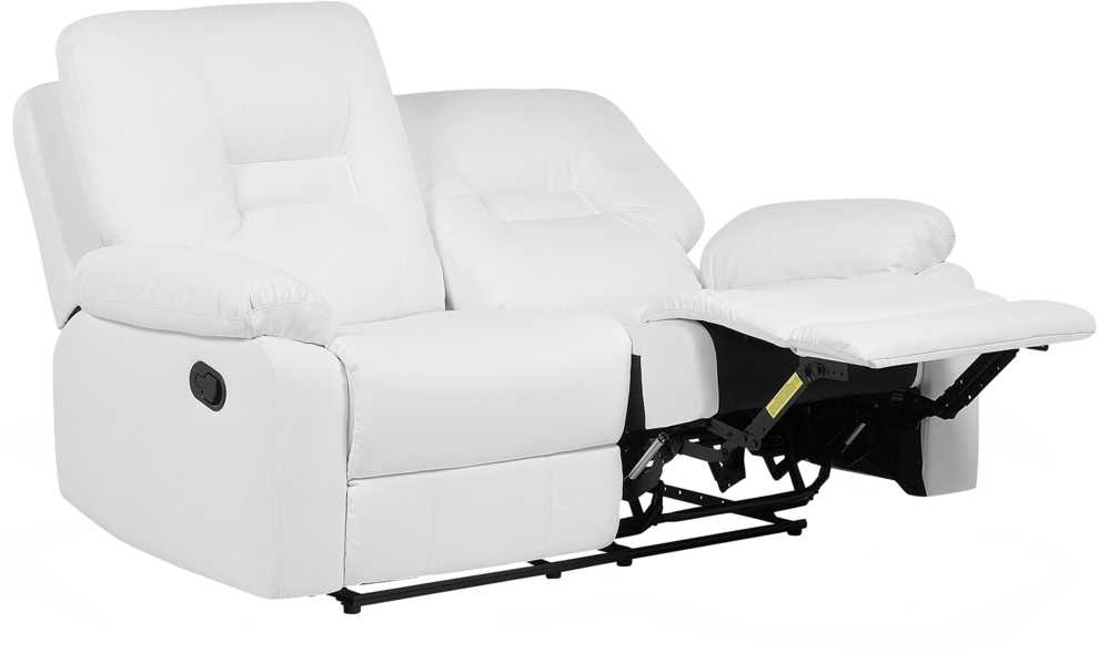 Beliani 2 vietų sofa su rankine relaksacijos funkcija BERGEN, dirbtinė oda, balta