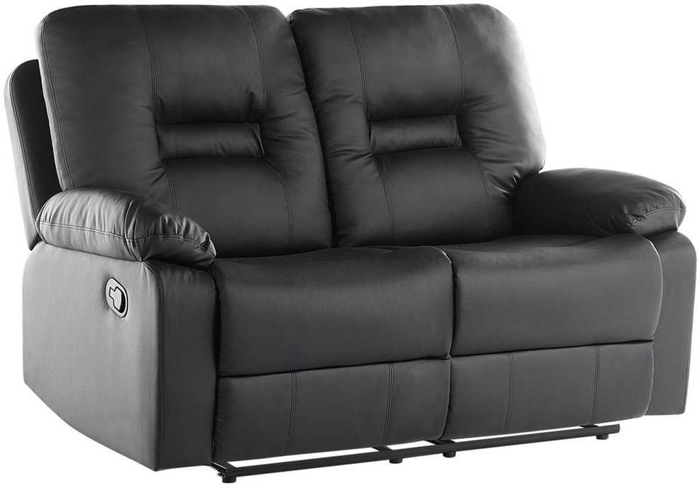 Beliani 2 vietų sofa su rankine atsipalaidavimo funkcija BERGEN, eko oda, juoda