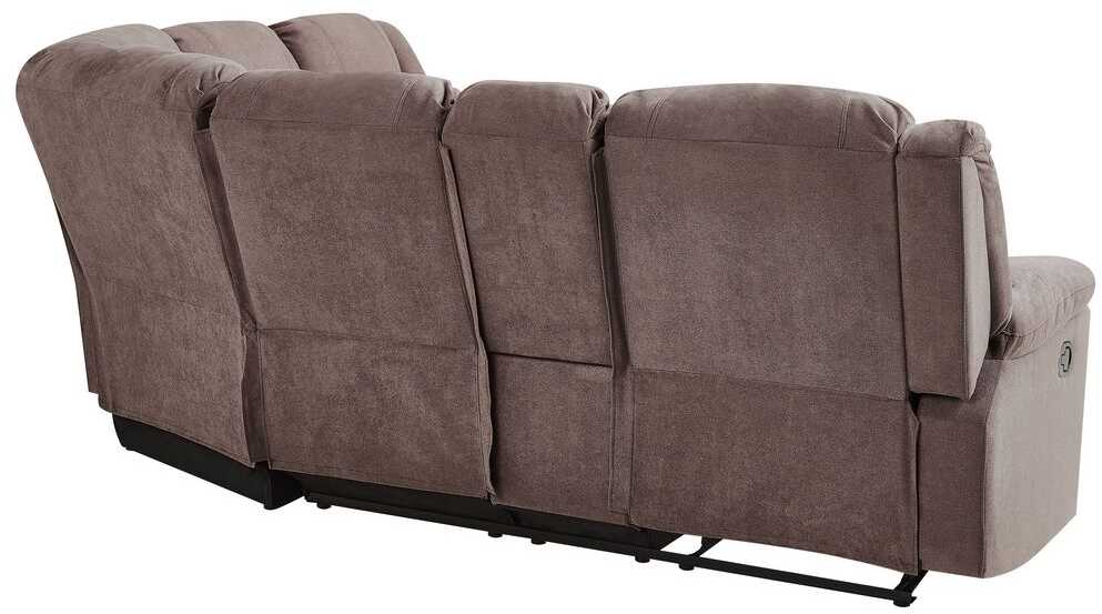 Beliani Kampinė sofa su rankine relaksacijos funkcija 5 asmenims ROKKE smėlio pilkumo spalvos, kairinė