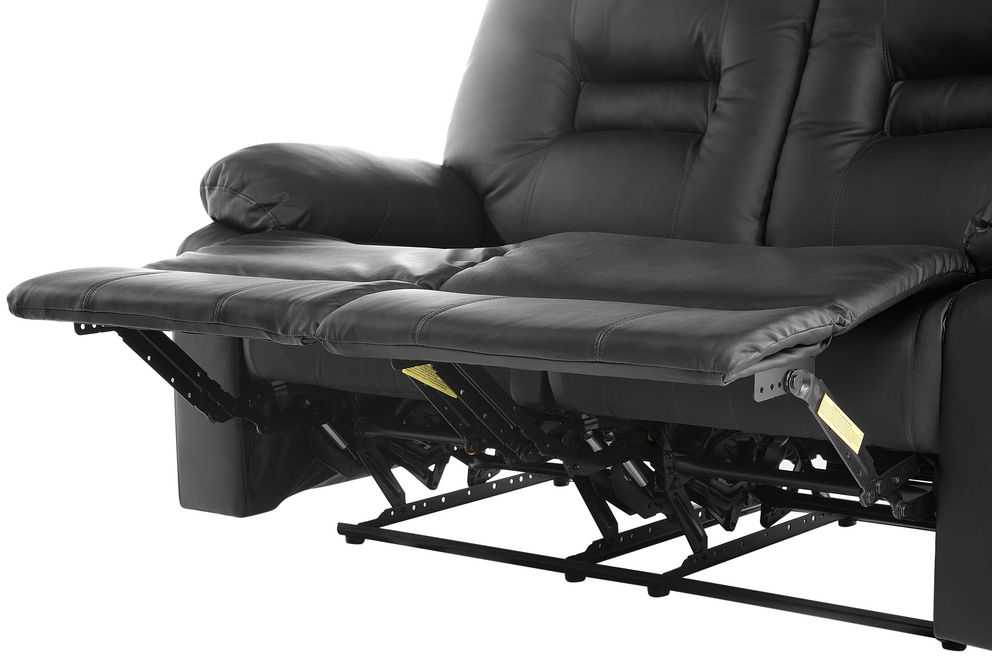Beliani 2 vietų sofa su rankine atsipalaidavimo funkcija BERGEN, eko oda, juoda