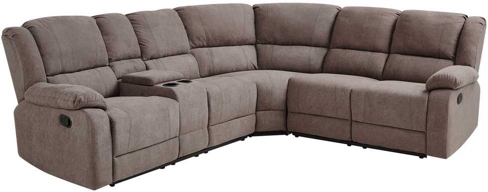 Beliani Kampinė sofa su rankine relaksacijos funkcija 5 asmenims ROKKE smėlio pilkumo spalvos, kairinė