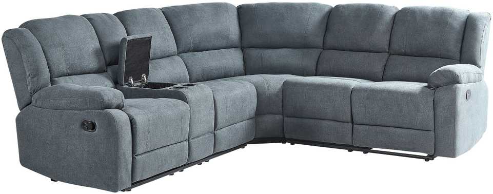 Beliani Kampinė sofa su rankine relaksacijos funkcija 5 asmenims ROKKE pilka, kairinė