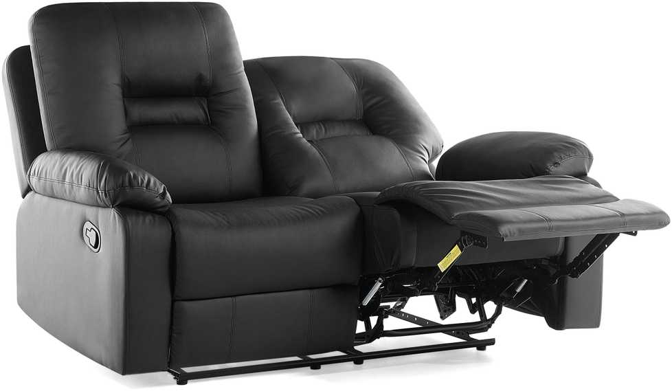 Beliani 2 vietų sofa su rankine atsipalaidavimo funkcija BERGEN, eko oda, juoda