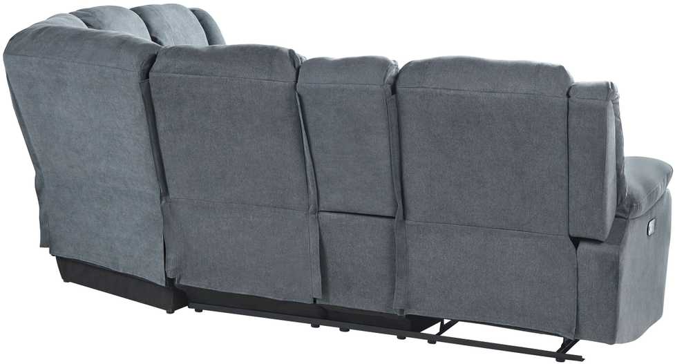 Beliani Kampinė sofa su rankine relaksacijos funkcija 5 asmenims ROKKE pilka, kairinė