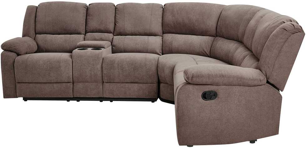Beliani Kampinė sofa su rankine relaksacijos funkcija 5 asmenims ROKKE smėlio pilkumo spalvos, kairinė