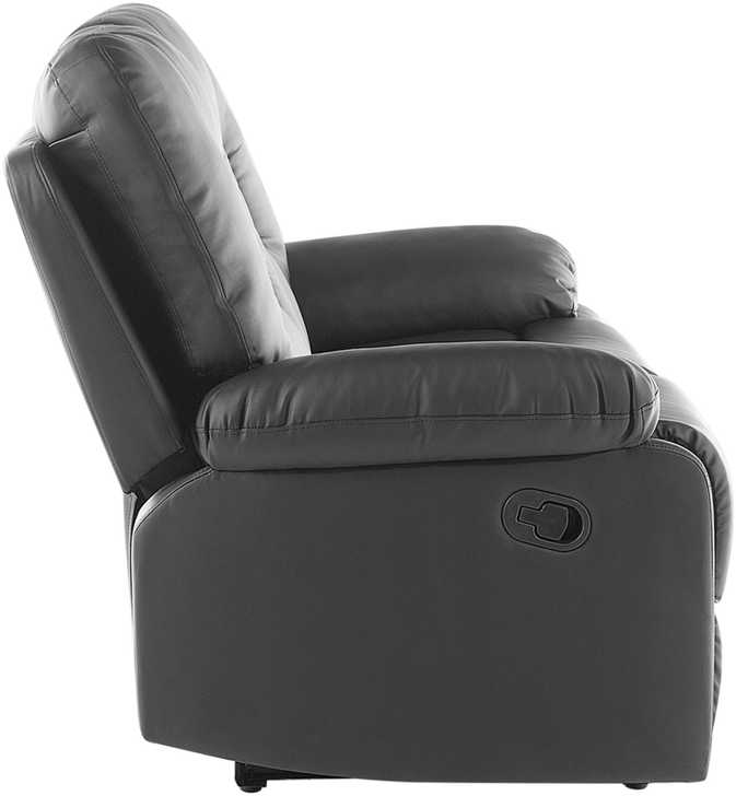 Beliani 2 vietų sofa su rankine atsipalaidavimo funkcija BERGEN, eko oda, juoda