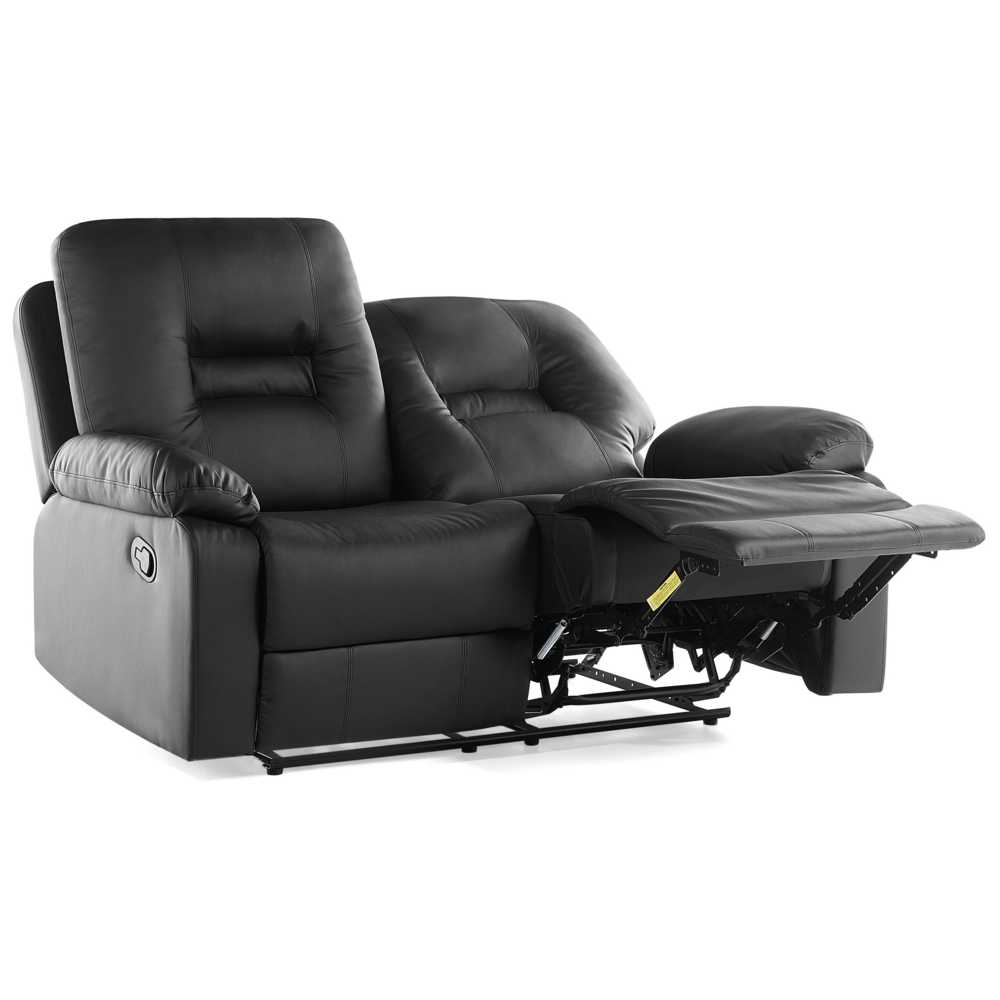 Beliani 2 vietų sofa su rankine atsipalaidavimo funkcija BERGEN, eko oda, juoda
