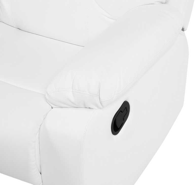 Beliani 2 vietų sofa su rankine relaksacijos funkcija BERGEN, dirbtinė oda, balta
