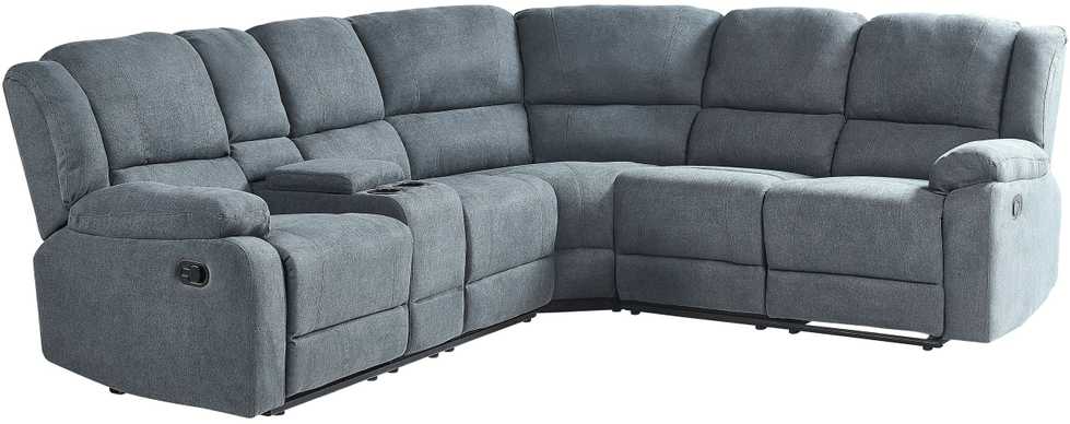 Beliani Kampinė sofa su rankine relaksacijos funkcija 5 asmenims ROKKE pilka, kairinė