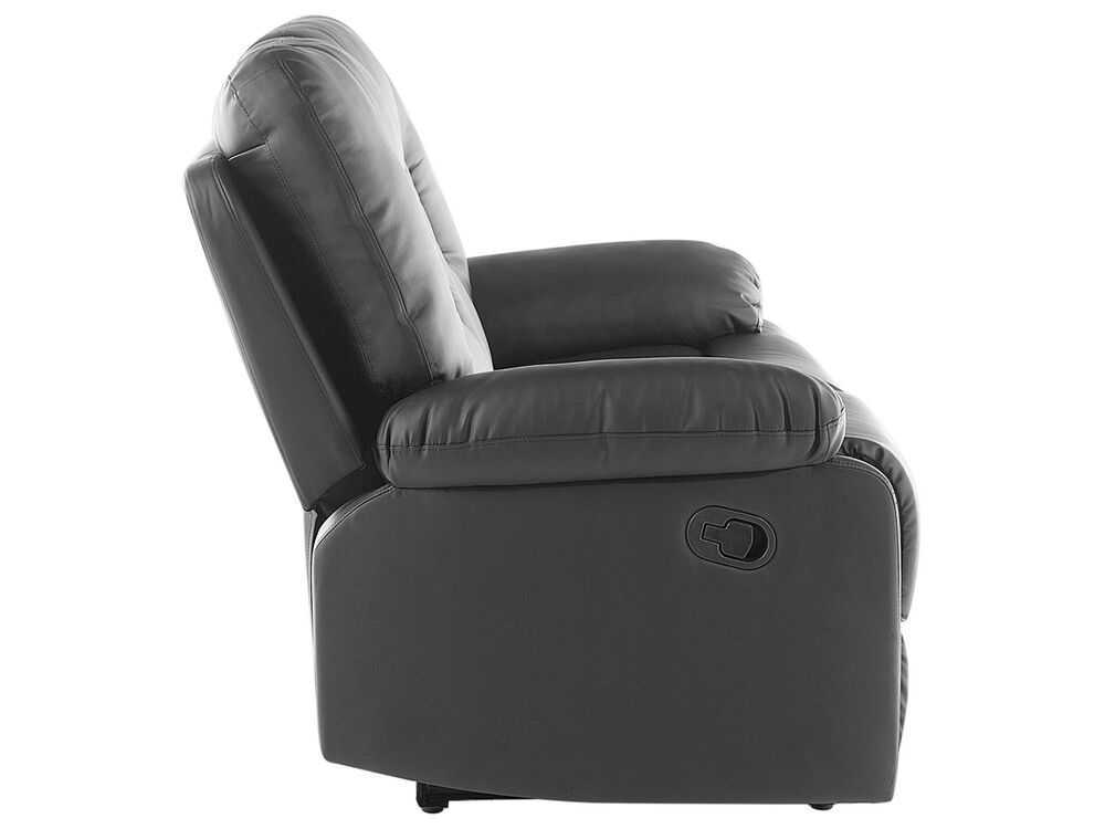 Beliani 2 vietų sofa su rankine atsipalaidavimo funkcija BERGEN, eko oda, juoda
