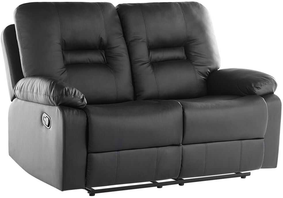 Beliani 2 vietų sofa su rankine atsipalaidavimo funkcija BERGEN, eko oda, juoda