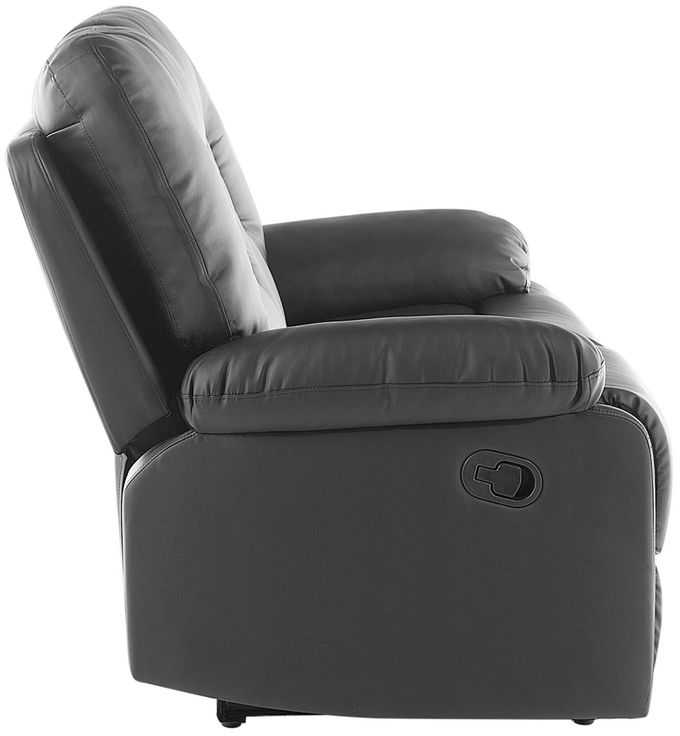 Beliani 2 vietų sofa su rankine atsipalaidavimo funkcija BERGEN, eko oda, juoda