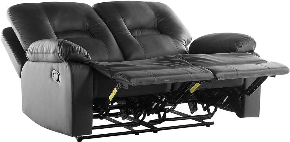 Beliani 2 vietų sofa su rankine atsipalaidavimo funkcija BERGEN, eko oda, juoda