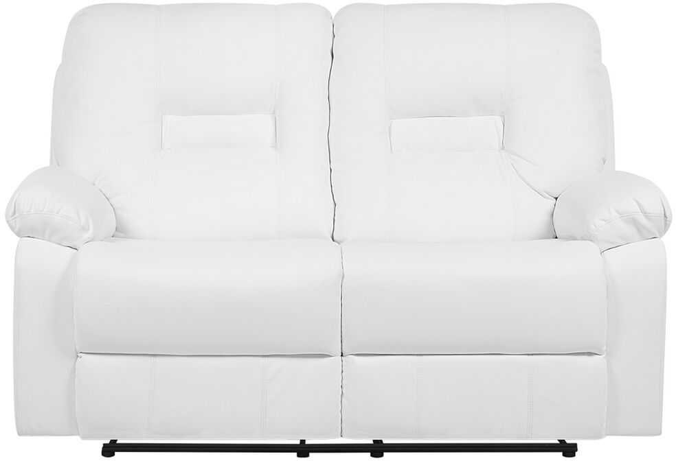 Beliani 2 vietų sofa su rankine relaksacijos funkcija BERGEN, dirbtinė oda, balta