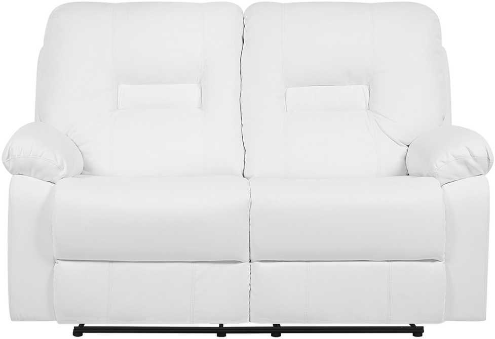 Beliani 2 vietų sofa su rankine relaksacijos funkcija BERGEN, dirbtinė oda, balta