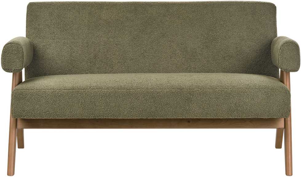 Beliani 2 vietų sofa TAMRE Boucle žalia / tamsiai ruda