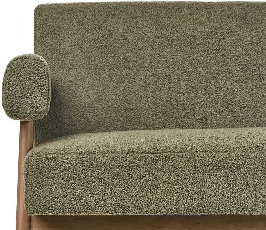 Beliani 2 vietų sofa TAMRE Boucle žalia / tamsiai ruda