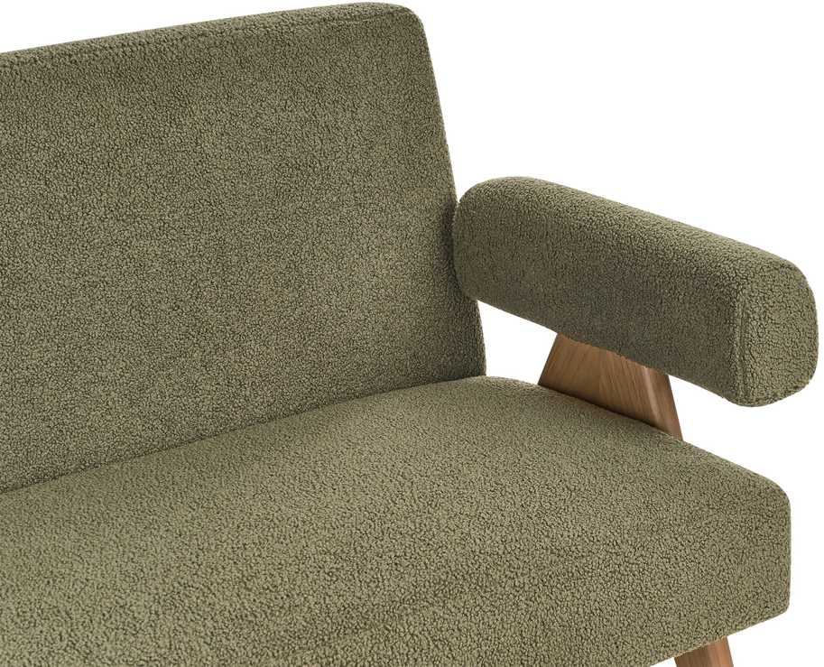 Beliani 2 vietų sofa TAMRE Boucle žalia / tamsiai ruda