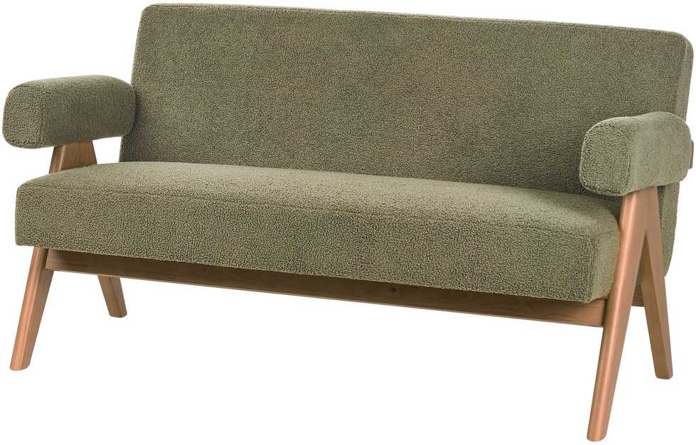Beliani 2 vietų sofa TAMRE Boucle žalia / tamsiai ruda