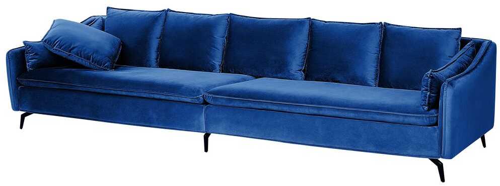 Beliani 4 vietų sofa AURE, aksominė, tamsiai mėlyna